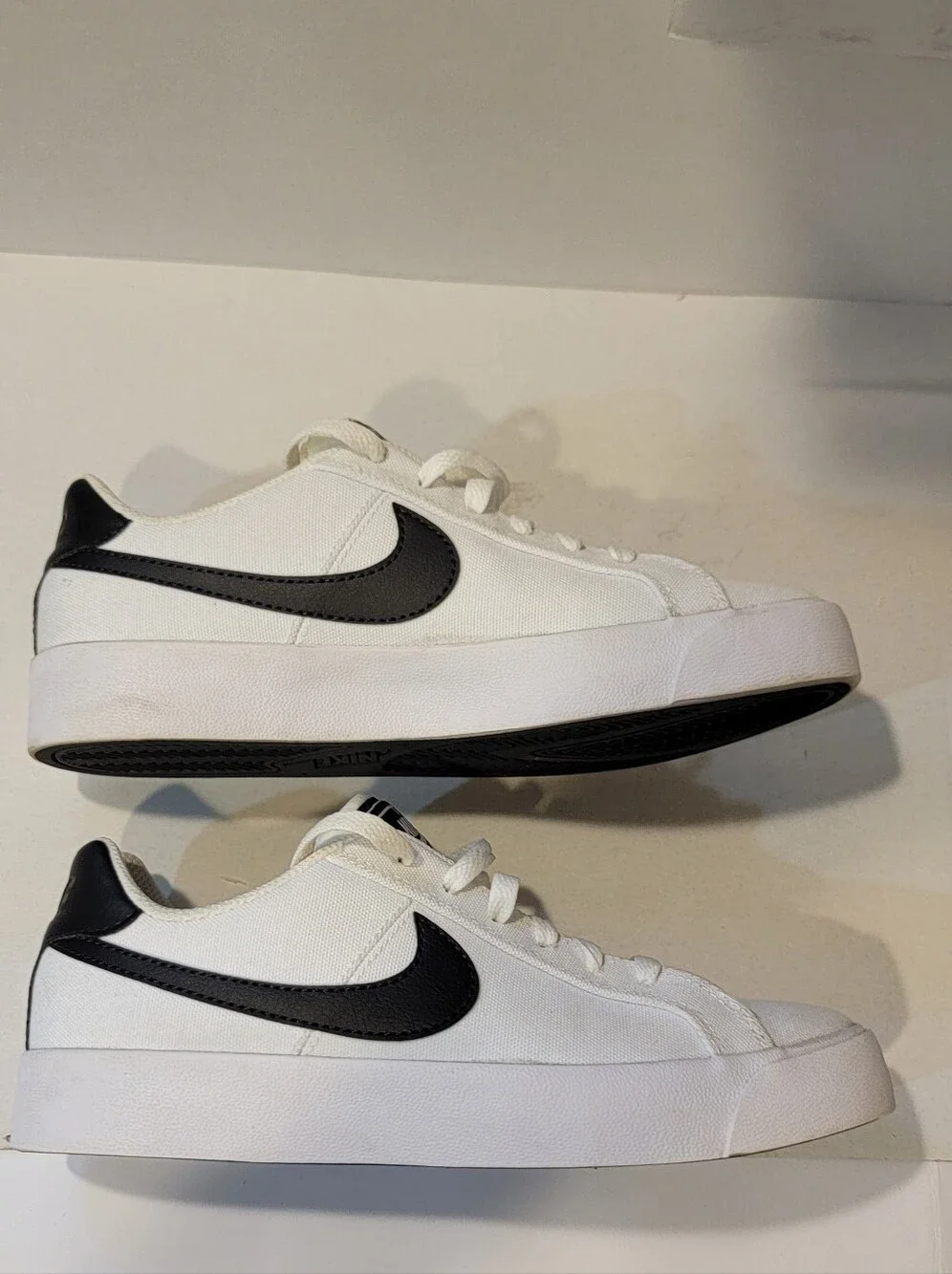 Nike White and Black Court Royale AC Sneakers with Black Swoosh